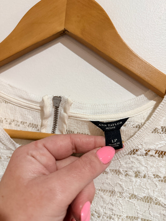 Ann Taylor Striped Lace Top