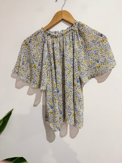 Alicia Pageboy Floral High-neck Top Size U/Arm to U/Arm 50cm | L-53cm