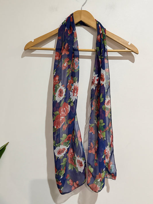 Floral Print Chiffon Scarf