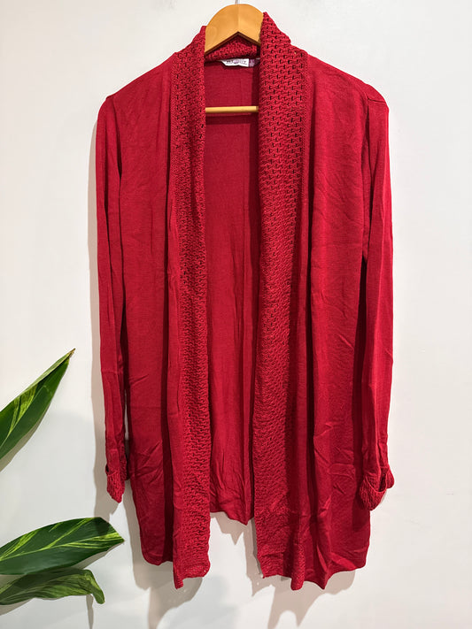 Pick U Berry Open-front Cardigan Size L