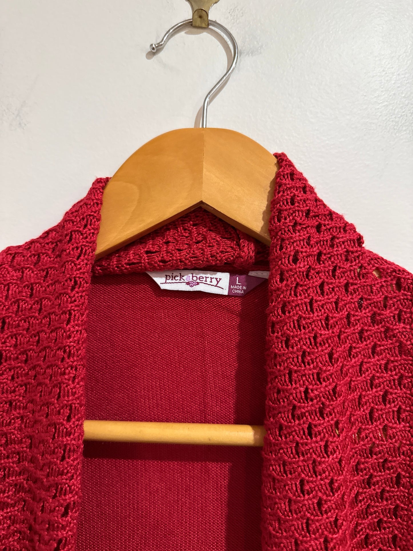 Pick U Berry Open-front Cardigan Size L