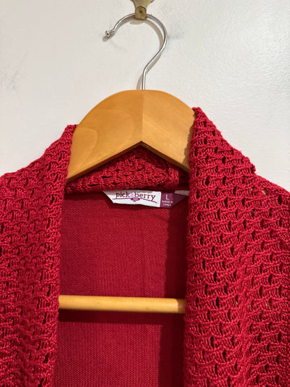 Pick U Berry Open-front Cardigan Size L