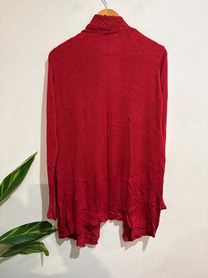 Pick U Berry Open-front Cardigan Size L