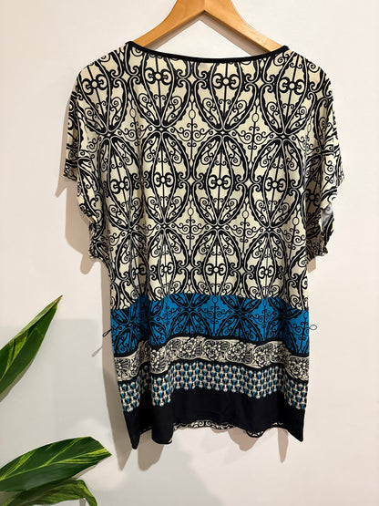 Crossroads Geometric Print Tunic Top Size L