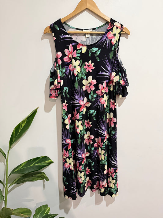 Westbound Floral Cold-shoulder Dress Size XL