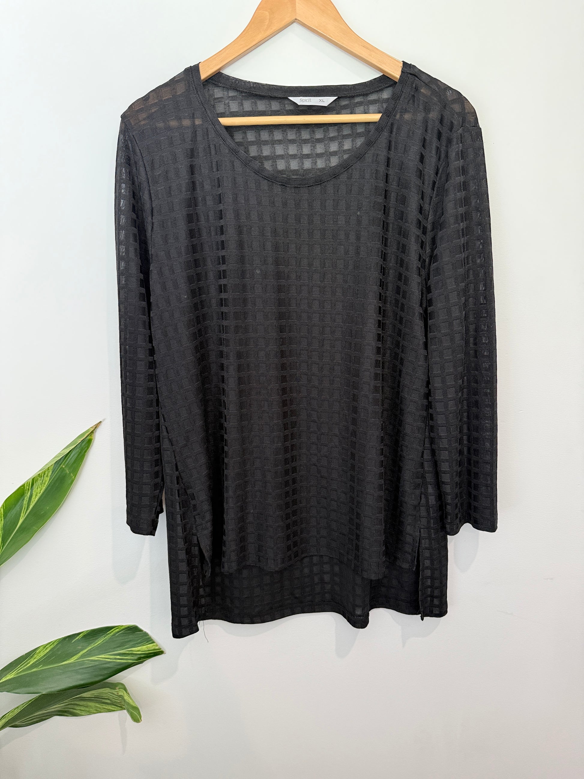 Spirit Textured Grid Tunic Top Size XL