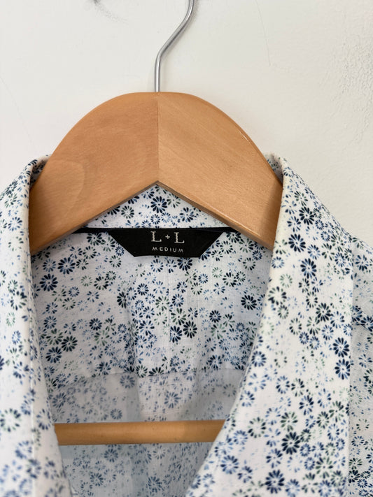 L + L Micro-floral Print Long-sleeve Shirt Size Medium