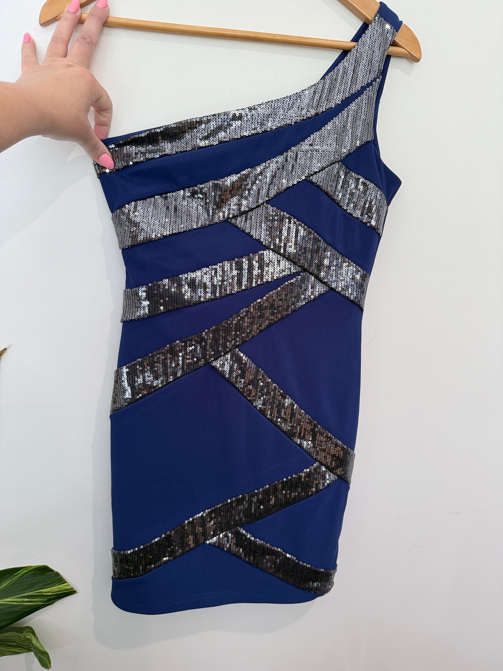 Styleome Sequin One-shoulder Dress Size 8