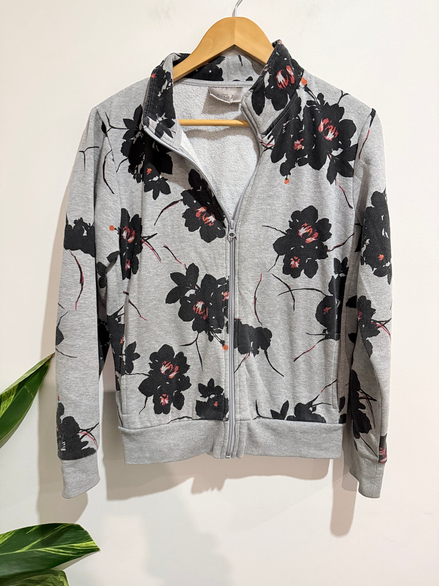 Ella J Floral Pattern Full-zip Hoodie Size M