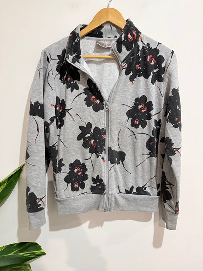 Ella J Floral Pattern Full-zip Hoodie Size M
