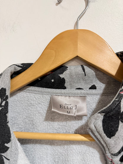 Ella J Floral Pattern Full-zip Hoodie Size M