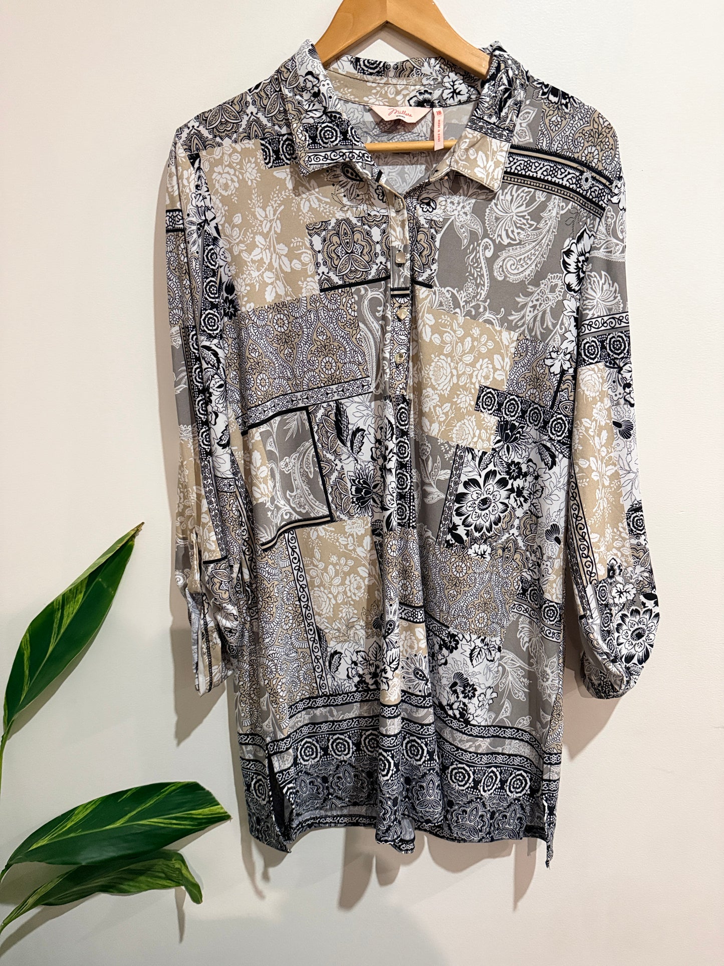 Miller Patchwork Print Tunic Blouse Size 18