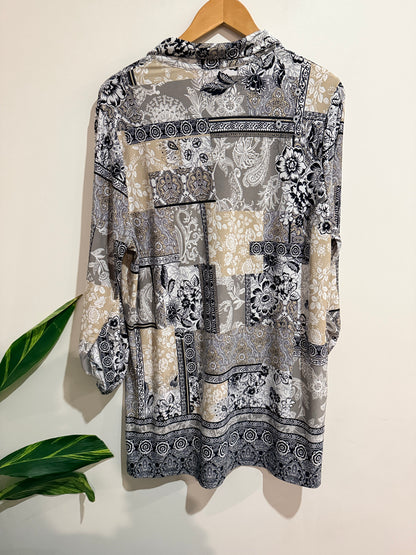 Miller Patchwork Print Tunic Blouse Size 18