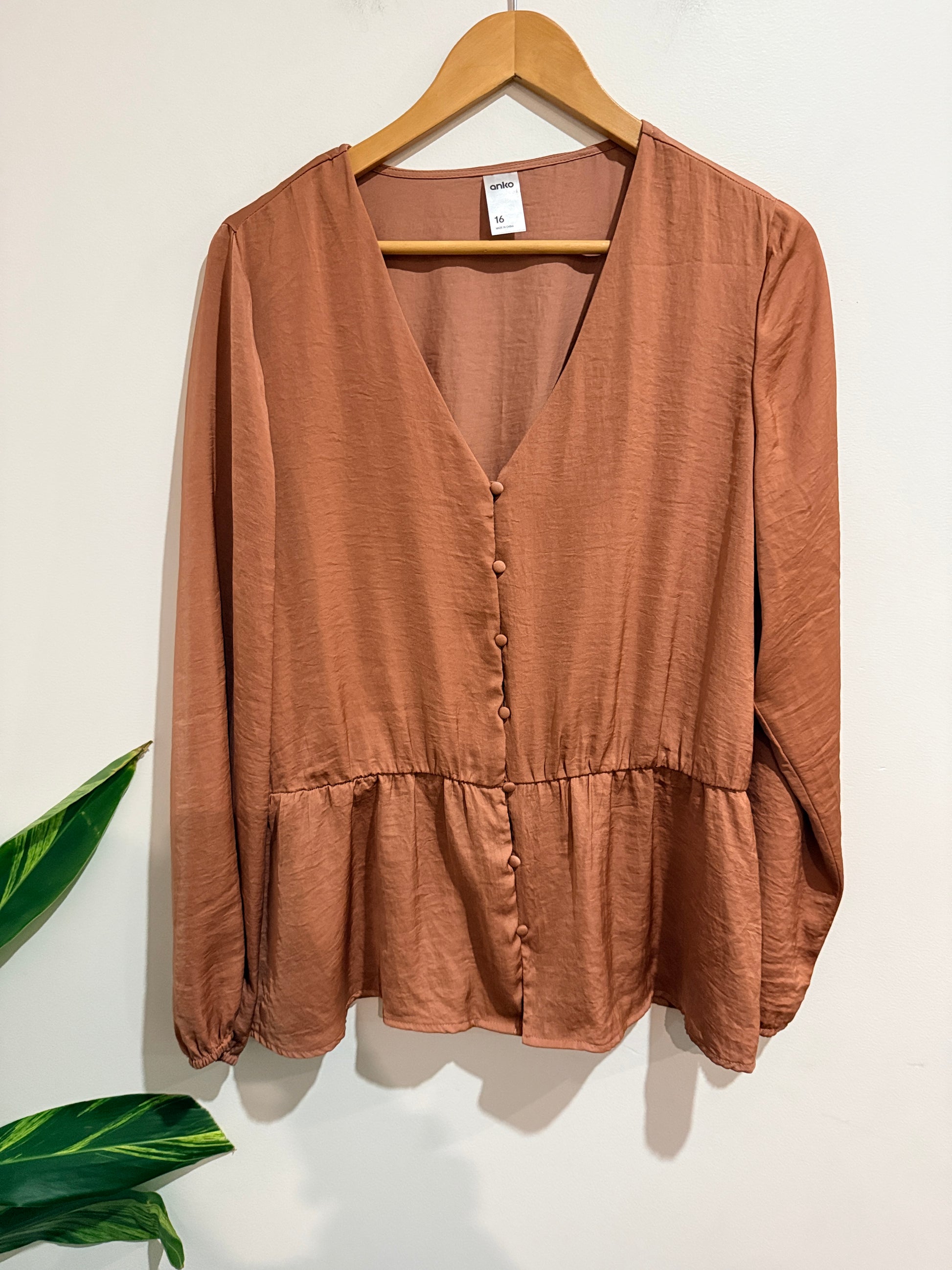 Anko Long-sleeve Peplum Shirt Size 16