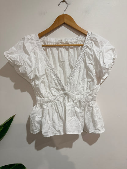 Glassons Puff Sleeve Peplum Top Size 10