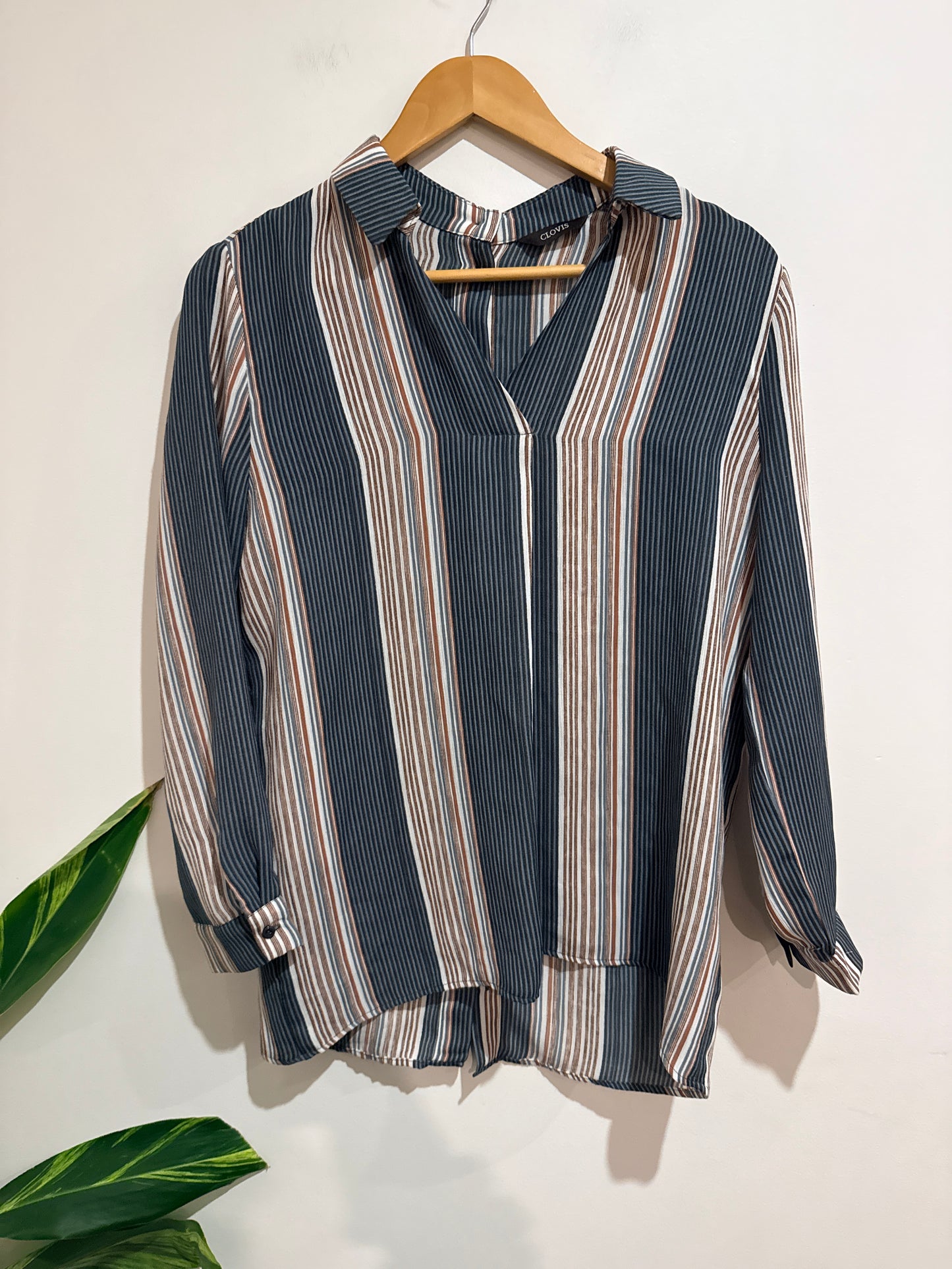 Clovis Vertical-striped Long-sleeve Shirt Size U/Arm to U/Arm 43cm