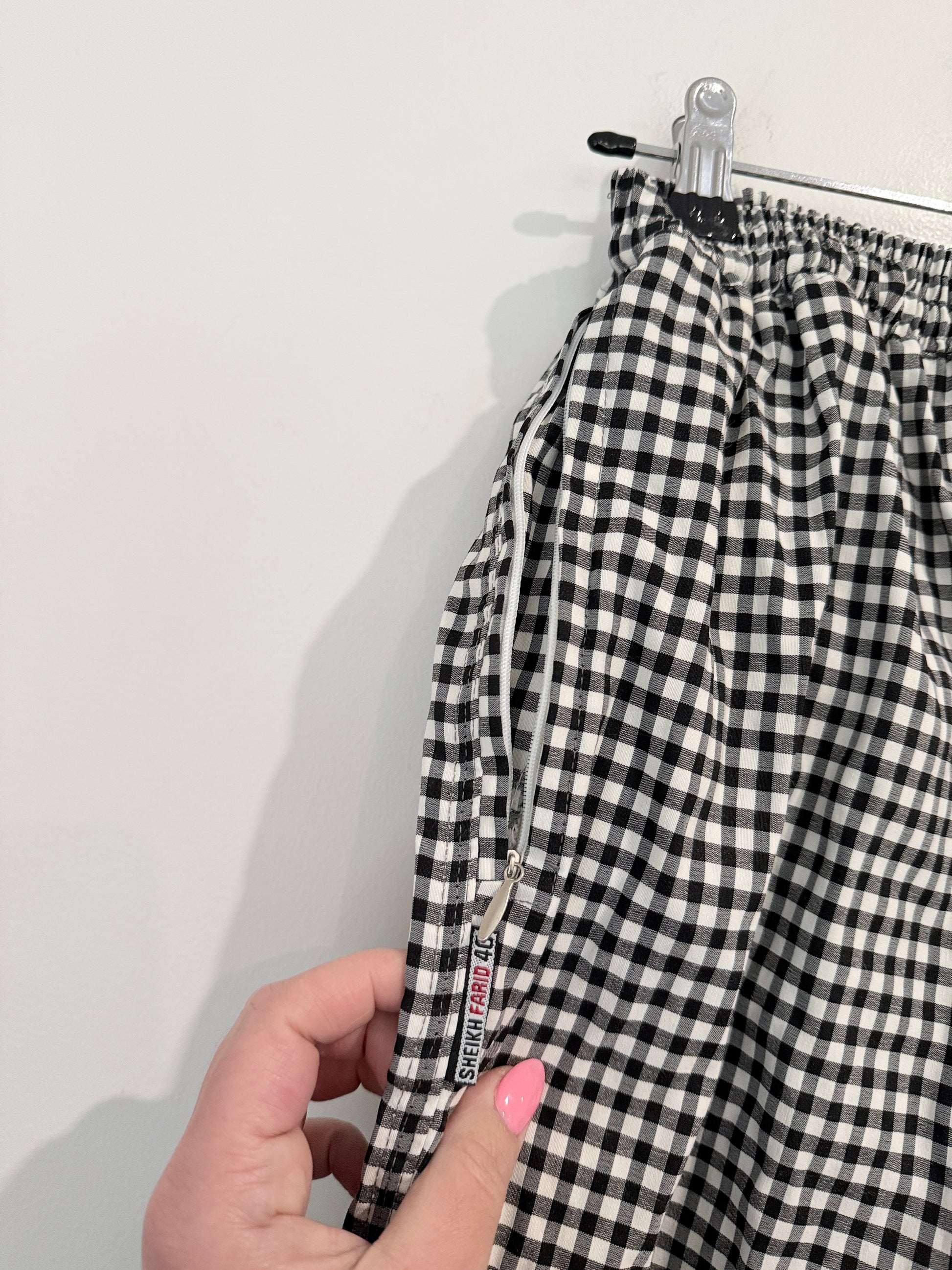 Sheikh Farid Gingham Checkered Trousers Size 40 | Waist 58cm