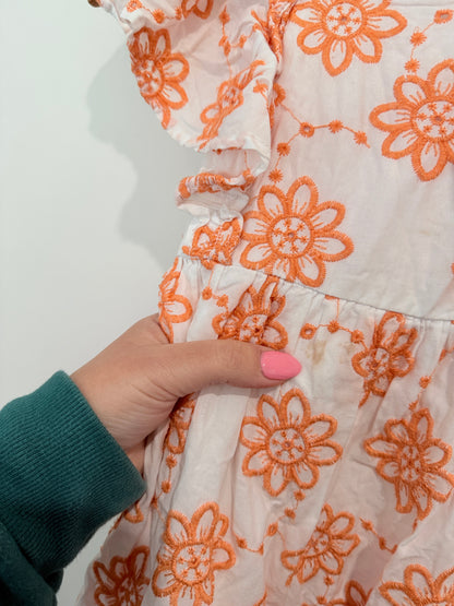 Outer & Lining: Girls Ruffled Sleeves Floral Dress Size 7
