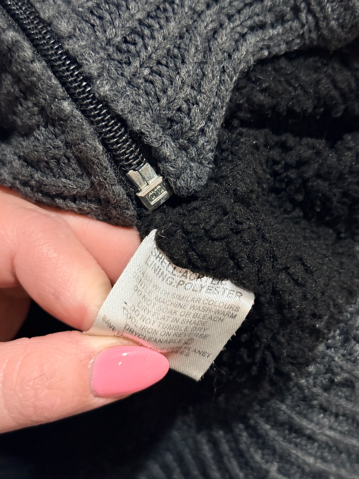 Match Ribbed-knit Zipper Hoodie Size S
