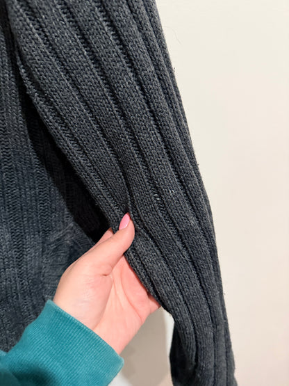 Match Ribbed-knit Zipper Hoodie Size S