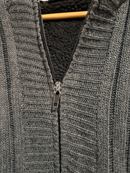 Match Ribbed-knit Zipper Hoodie Size S