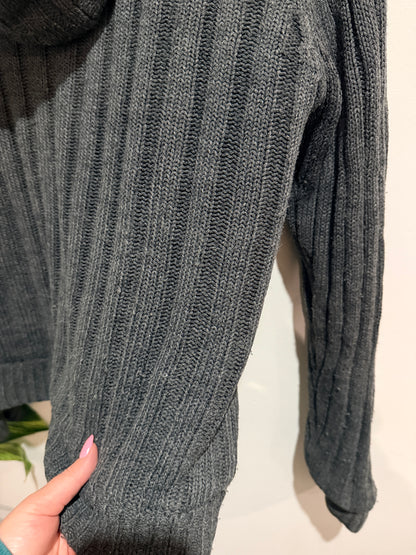Match Ribbed-knit Zipper Hoodie Size S