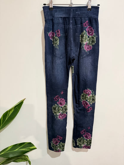 Brand Unknown Faux Denim Leggings Size Waist 60cm