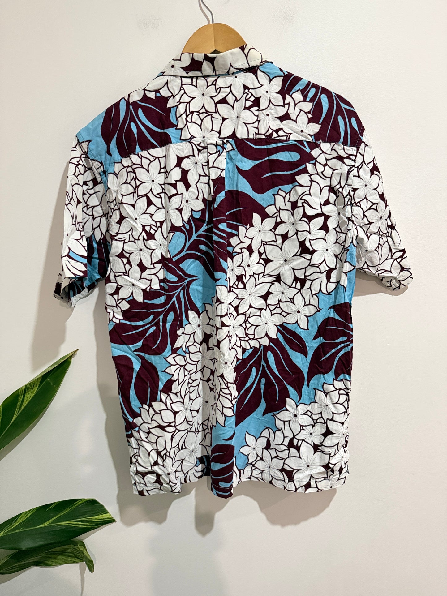 Tribal Origin Floral Hawaiian Aloha Shirt Size L