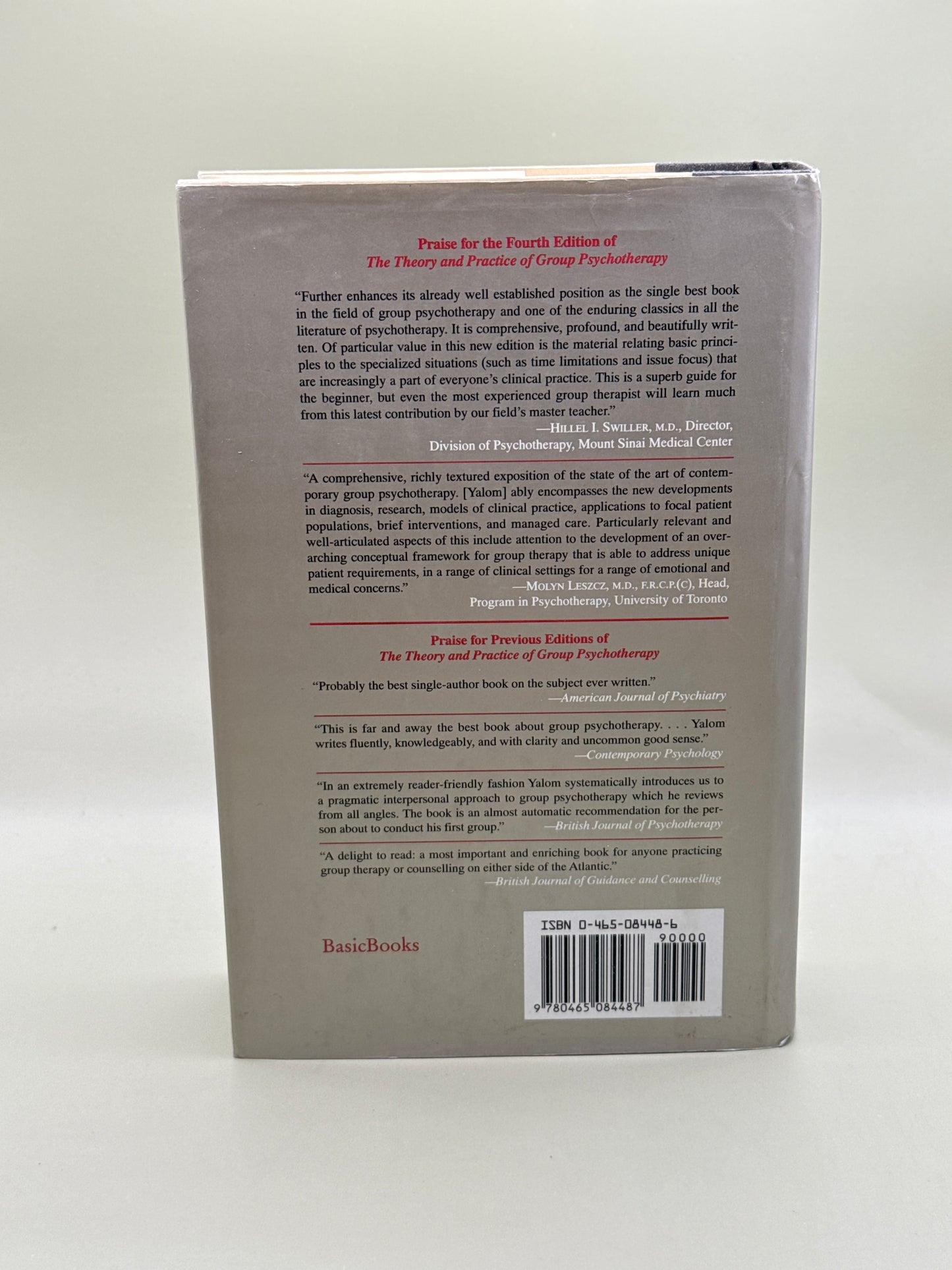 The Theory and Practice of Group Psychotherapy by Irvin D. Yalom Fourth Ed.