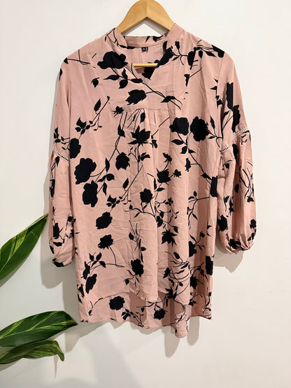 Brand Unknown Floral Print Tunic Top Size XL | U/Arm to U/Arm 50cm