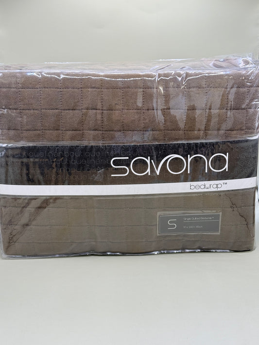 Savona Quilted Bedwrap Single Chocolate 91 x 200 + 45cm