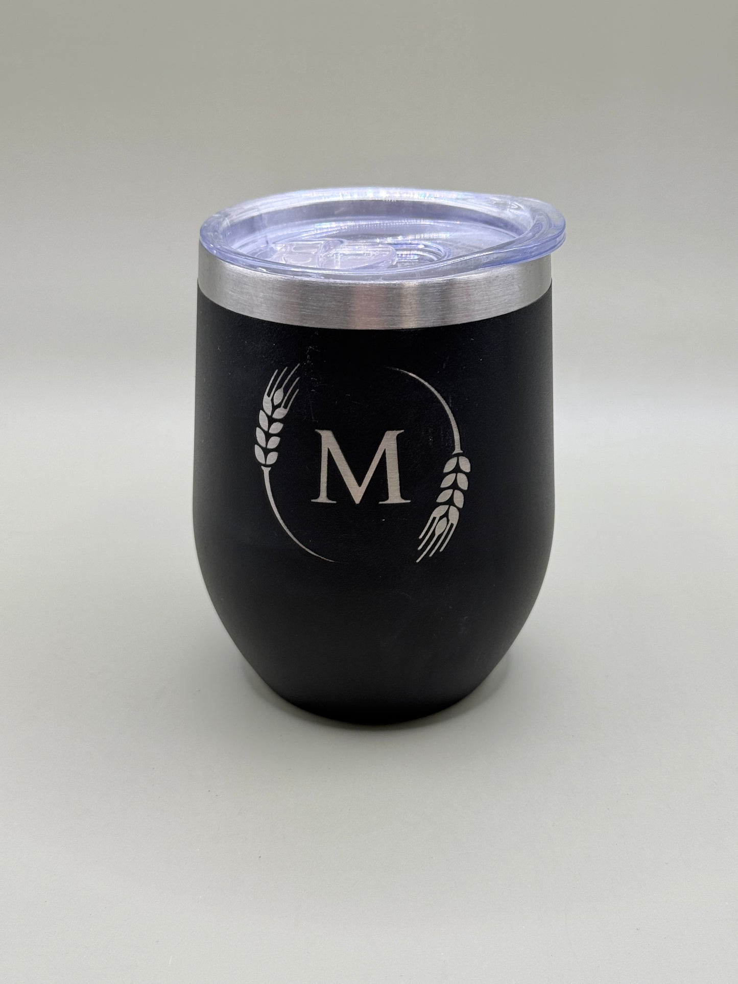 Black Insulated Tumbler with Monogram “M” – Stainless Steel Travel Cup