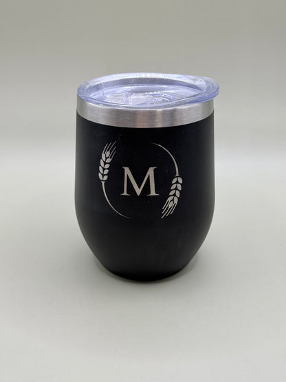 Black Insulated Tumbler with Monogram “M” – Stainless Steel Travel Cup