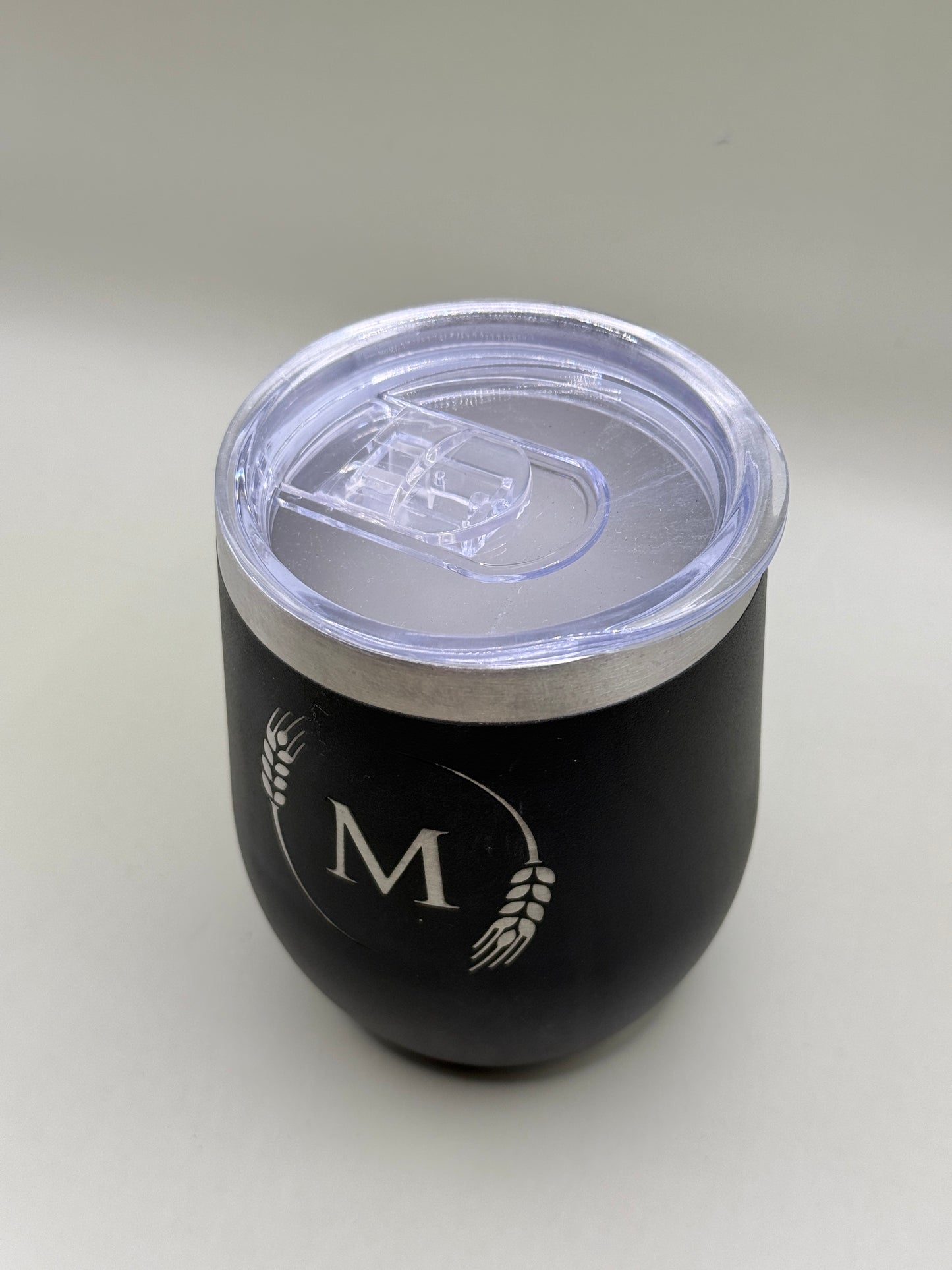 Black Insulated Tumbler with Monogram “M” – Stainless Steel Travel Cup