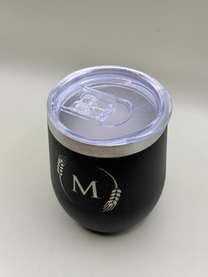 Black Insulated Tumbler with Monogram “M” – Stainless Steel Travel Cup