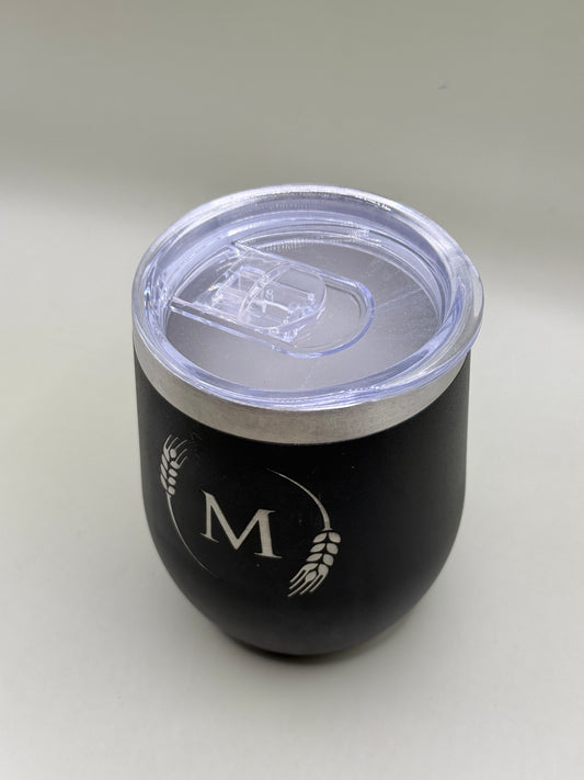 Black Insulated Tumbler with Monogram “M” – Stainless Steel Travel Cup