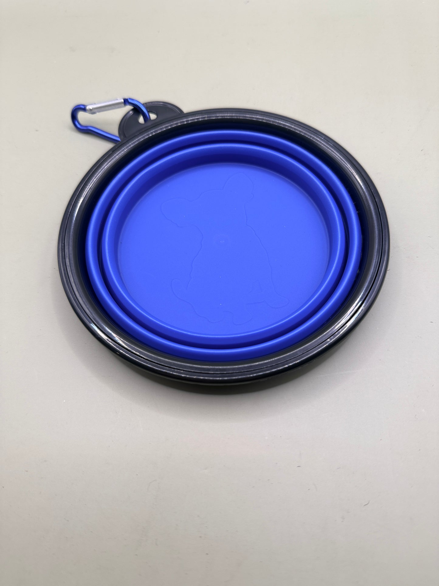 Collapsible Silicone Pet Travel Bowl with Carabiner – Blue