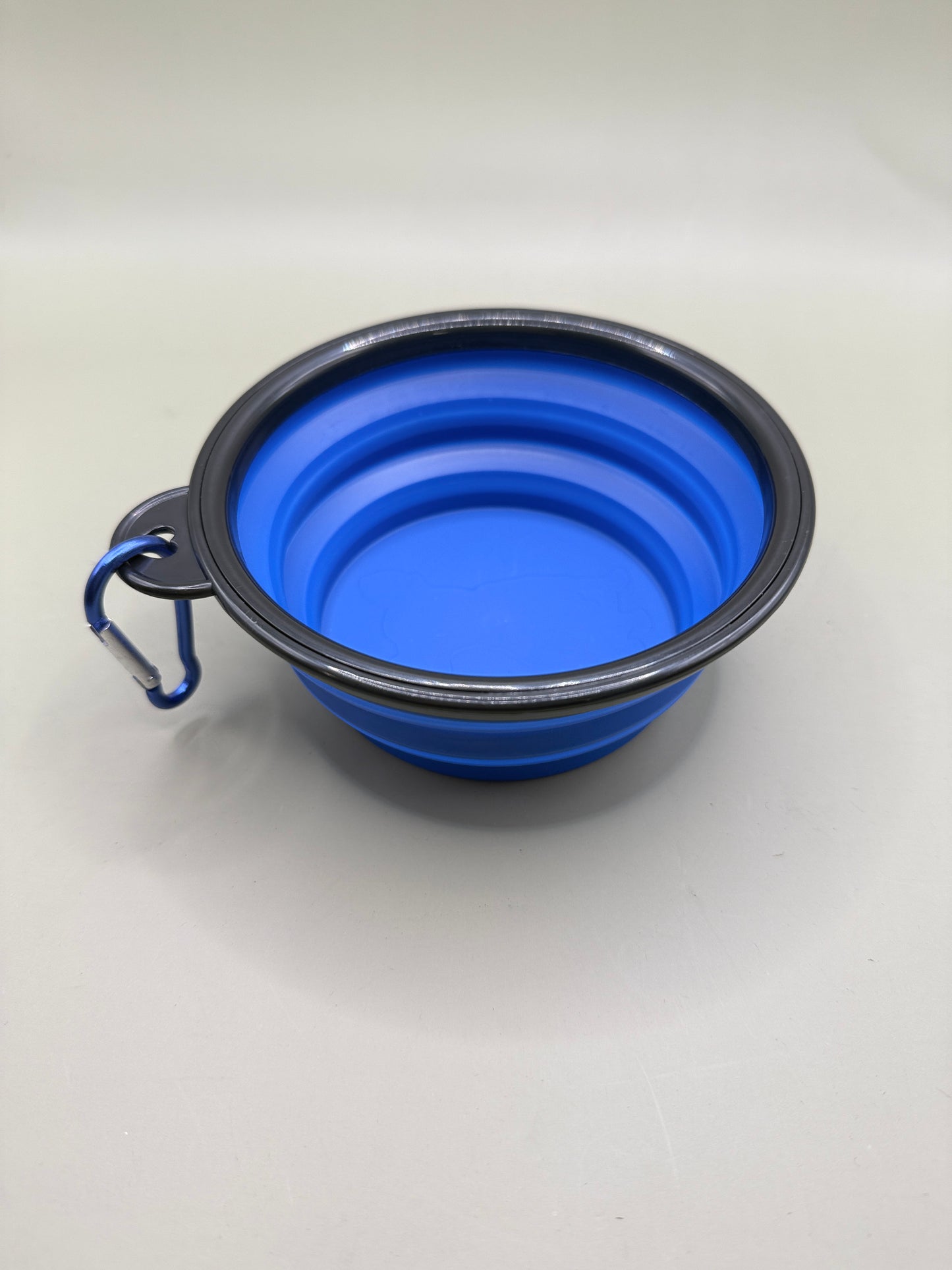 Collapsible Silicone Pet Travel Bowl with Carabiner – Blue