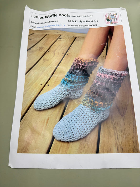 Crochet Pattern Bundle – Knit-Look Slouch Hat & Cowl + Ladies Waffle Boots