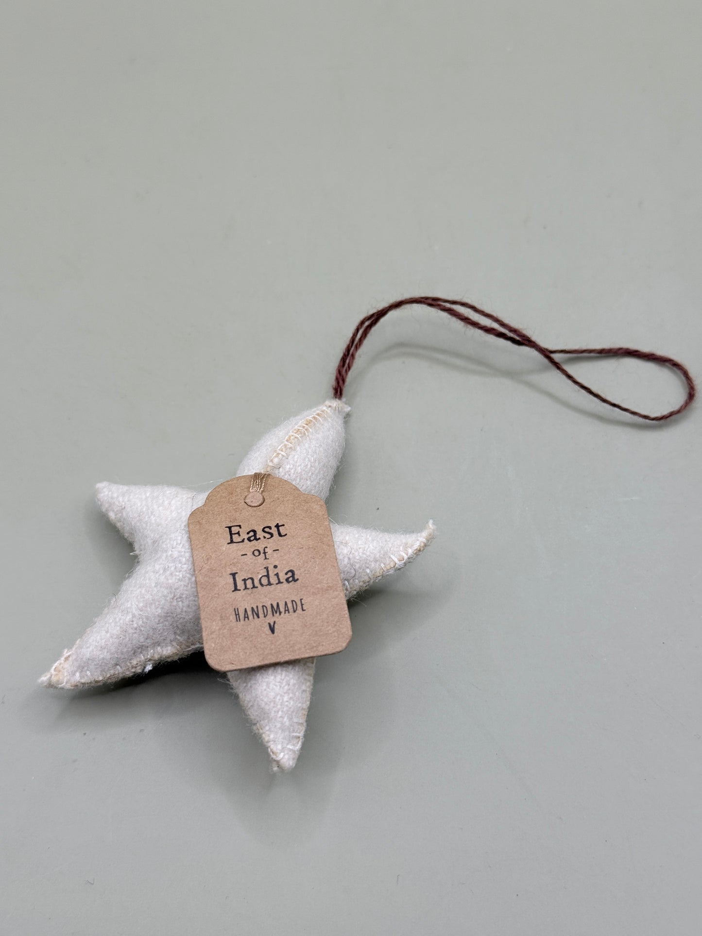 East of India Small Star Baby Cream Handmade Hanging Decoration
