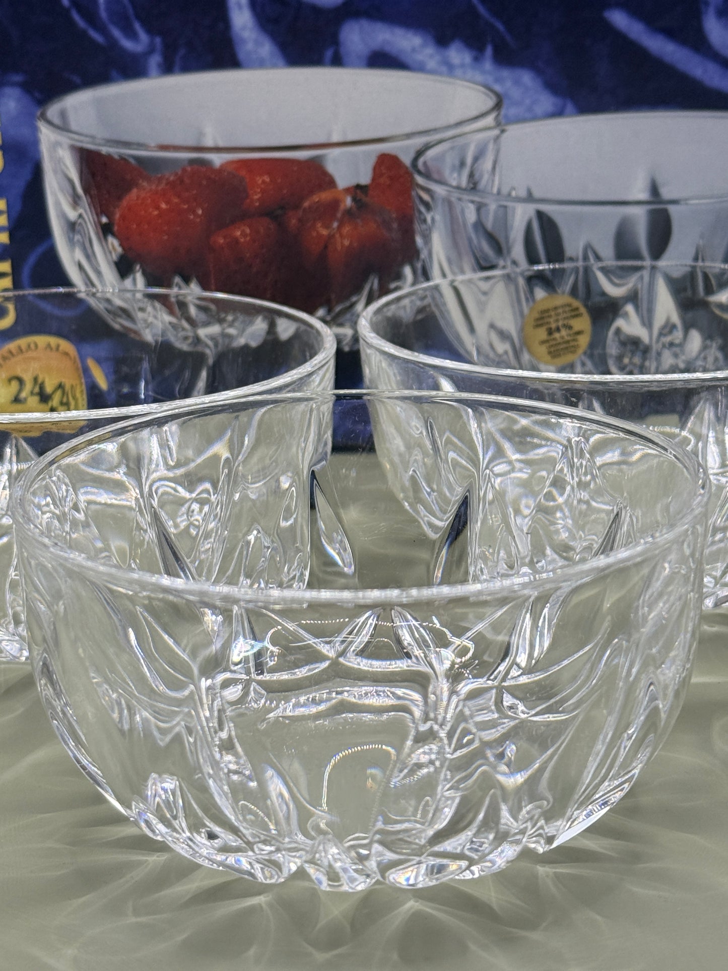 Capri Crystal 24% Lead Crystal Dessert Bowls Set – 4 Piece Set with Original Box
