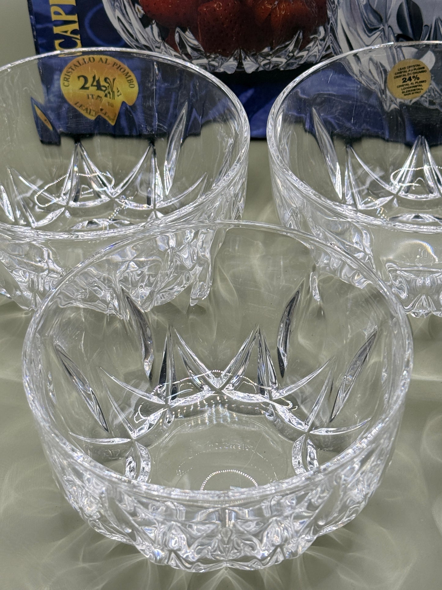 Capri Crystal 24% Lead Crystal Dessert Bowls Set – 4 Piece Set with Original Box