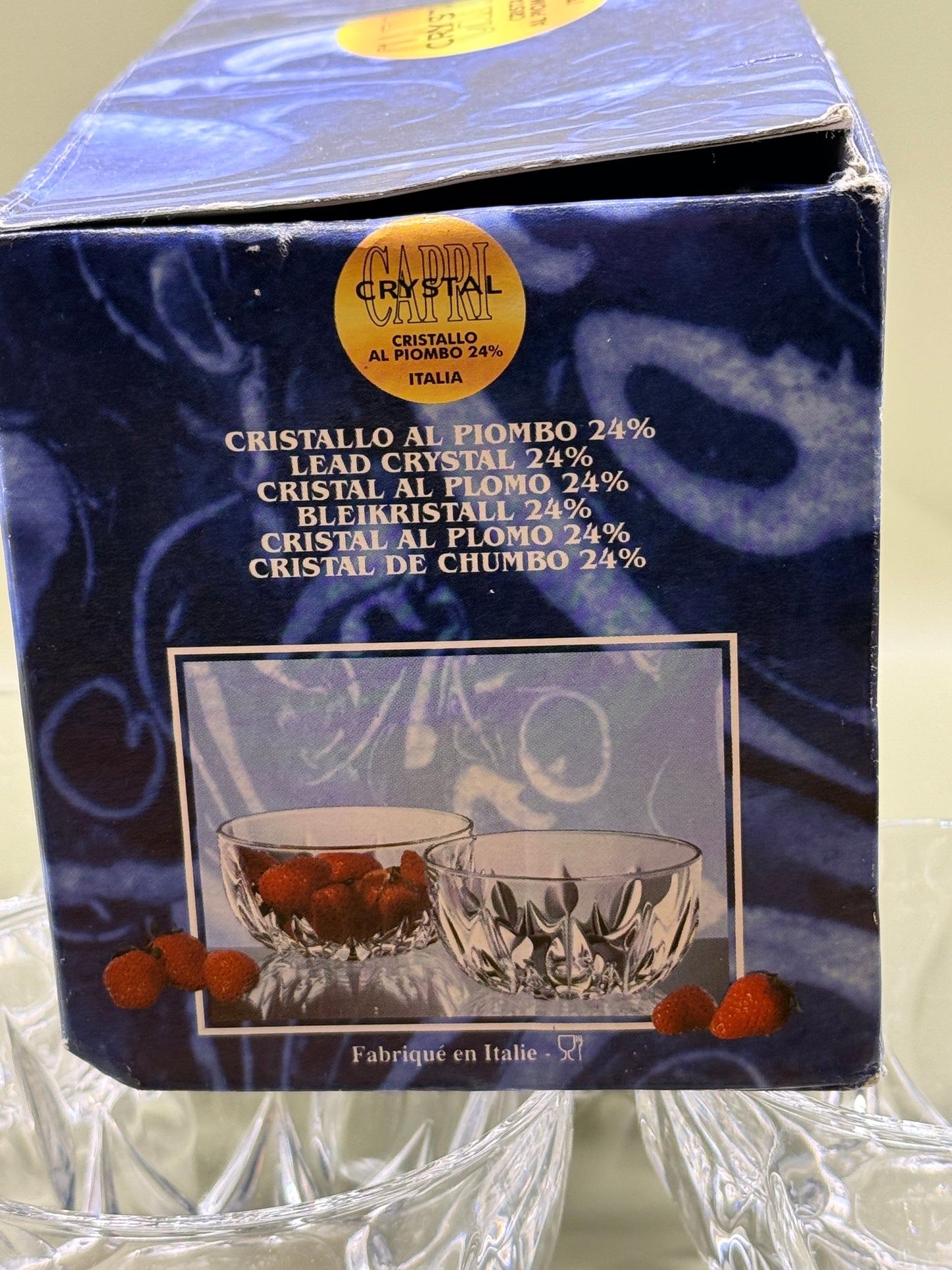 Capri Crystal 24% Lead Crystal Dessert Bowls Set – 4 Piece Set with Original Box