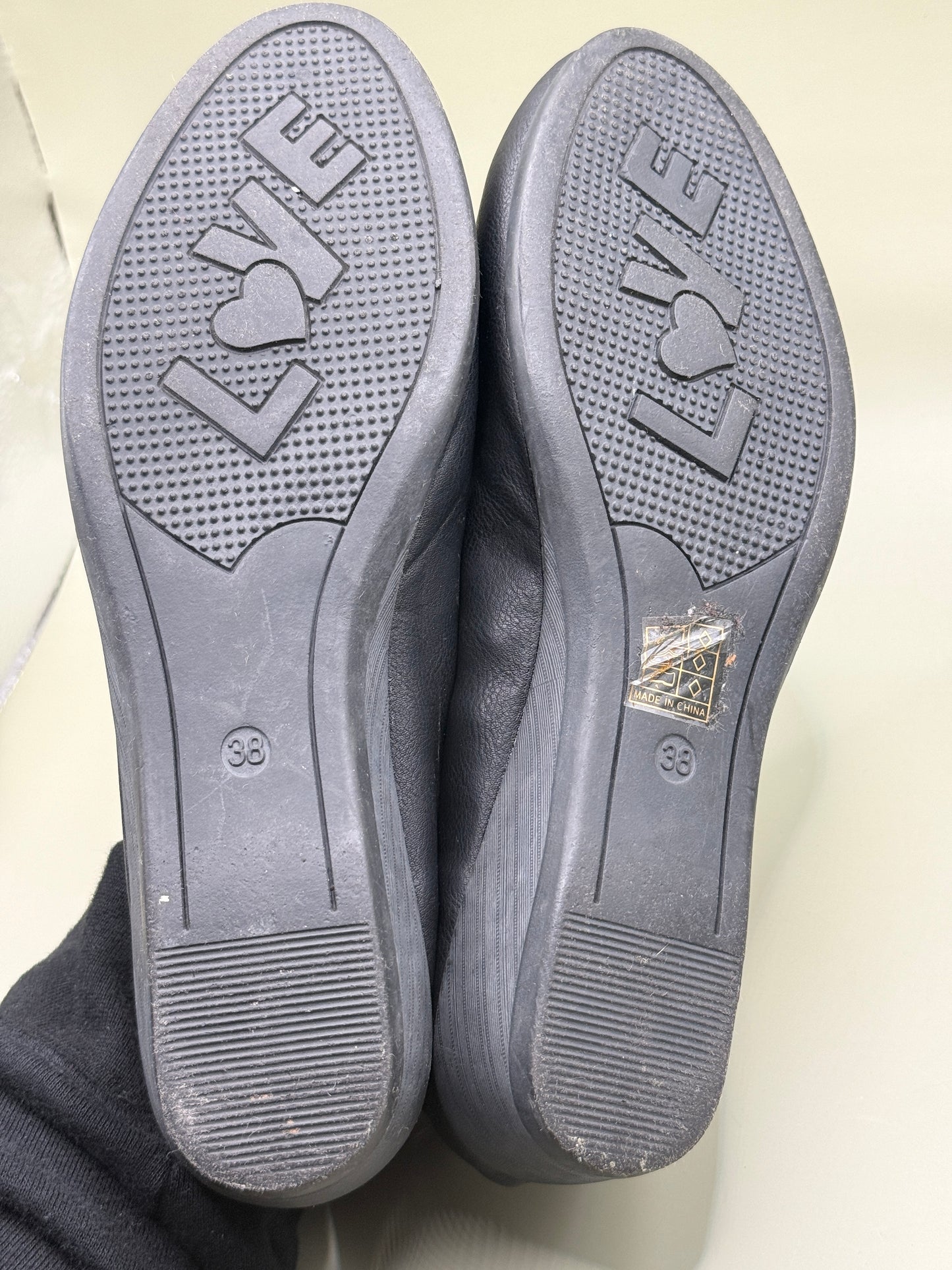 Women's Black Wedge Ballet Flats – Size EU 38