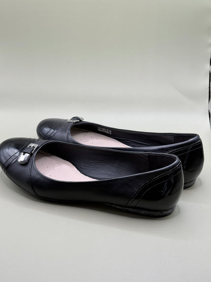 Geox Respira Guenda Ballet Flats Black Leather Patent Toe Size EU 38