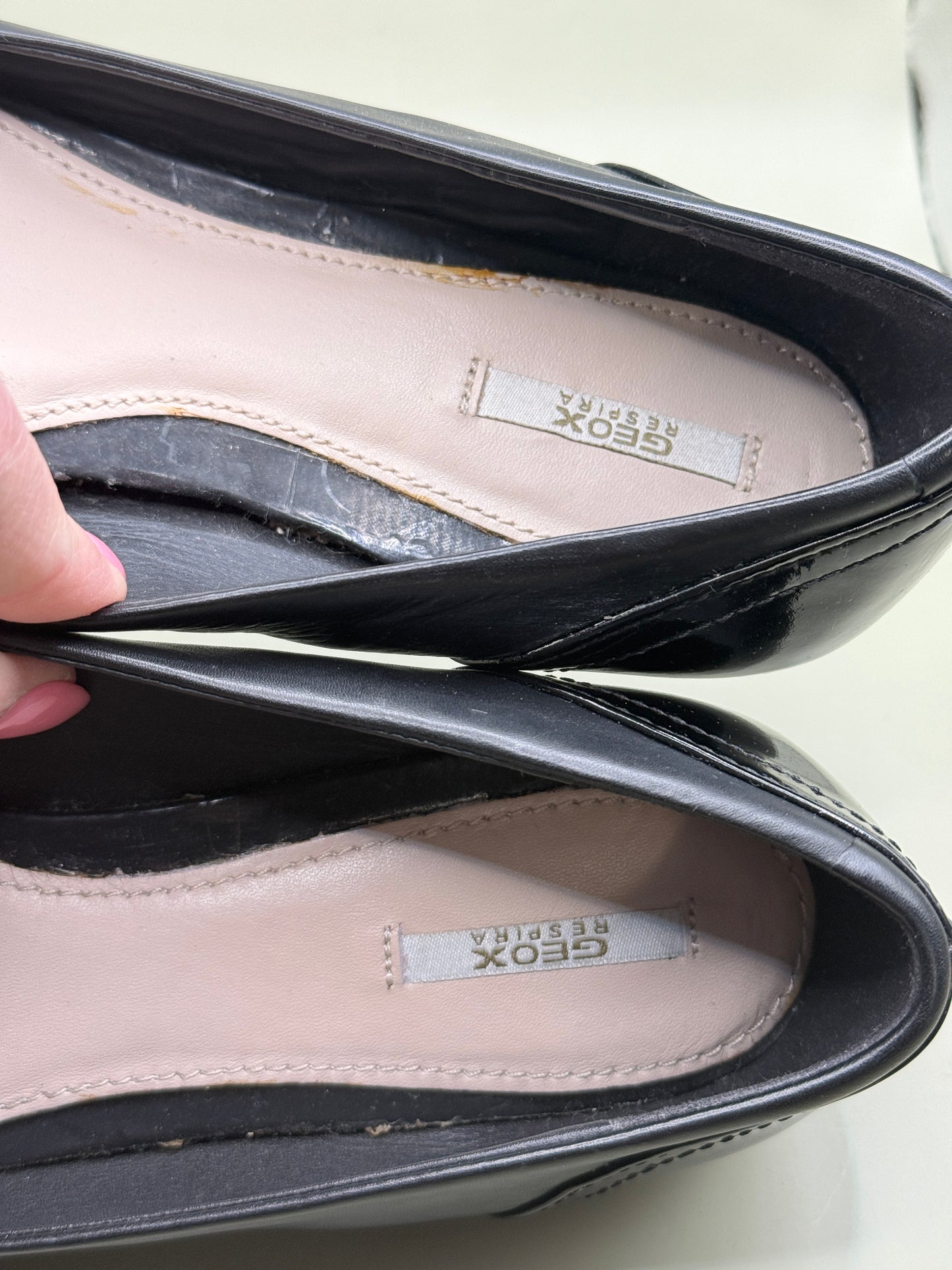 Geox Respira Guenda Ballet Flats Black Leather Patent Toe Size EU 38