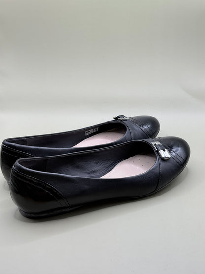 Geox Respira Guenda Ballet Flats Black Leather Patent Toe Size EU 38