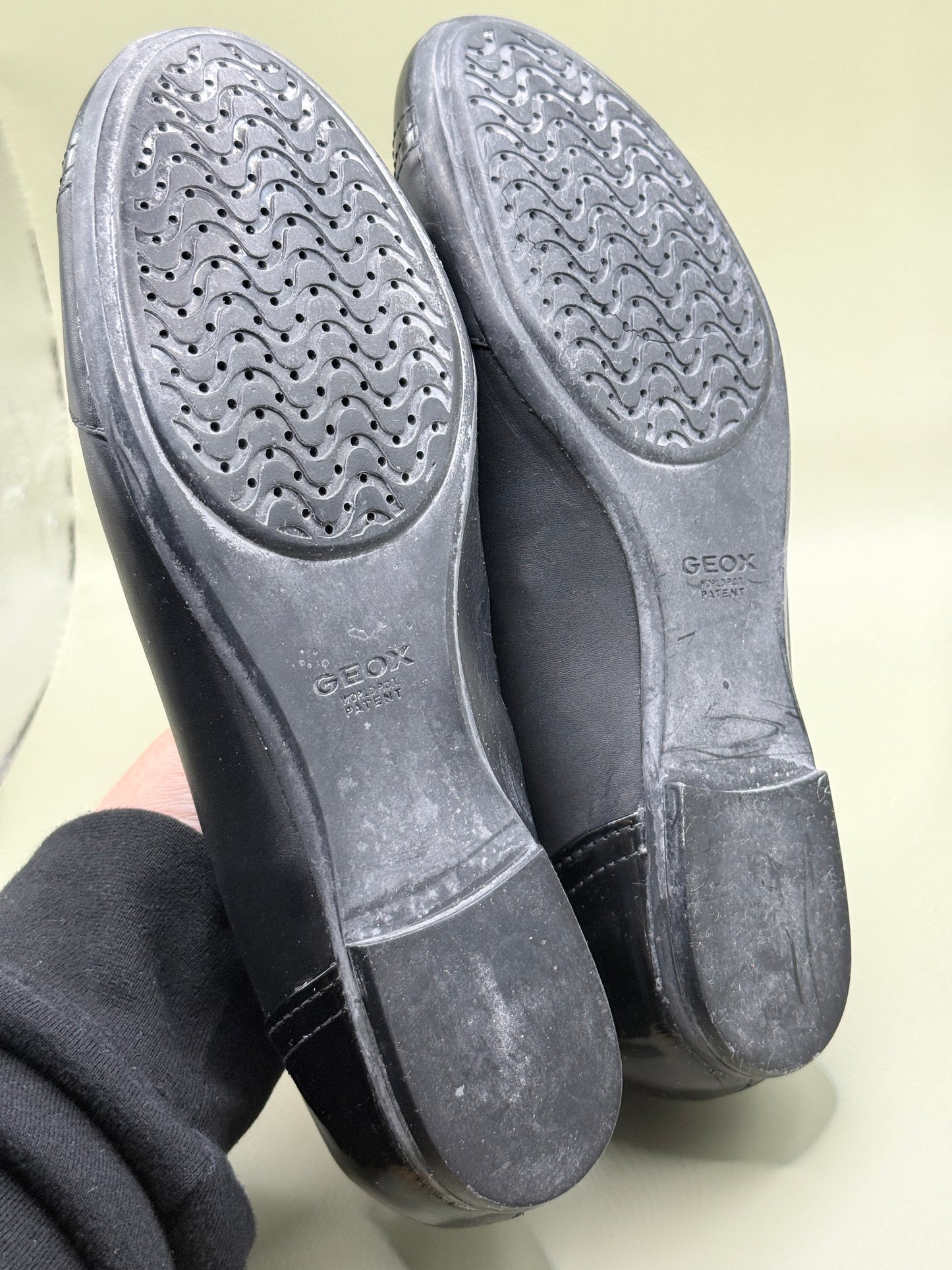 Geox Respira Guenda Ballet Flats Black Leather Patent Toe Size EU 38