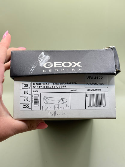 Geox Respira Guenda Ballet Flats Black Leather Patent Toe Size EU 38