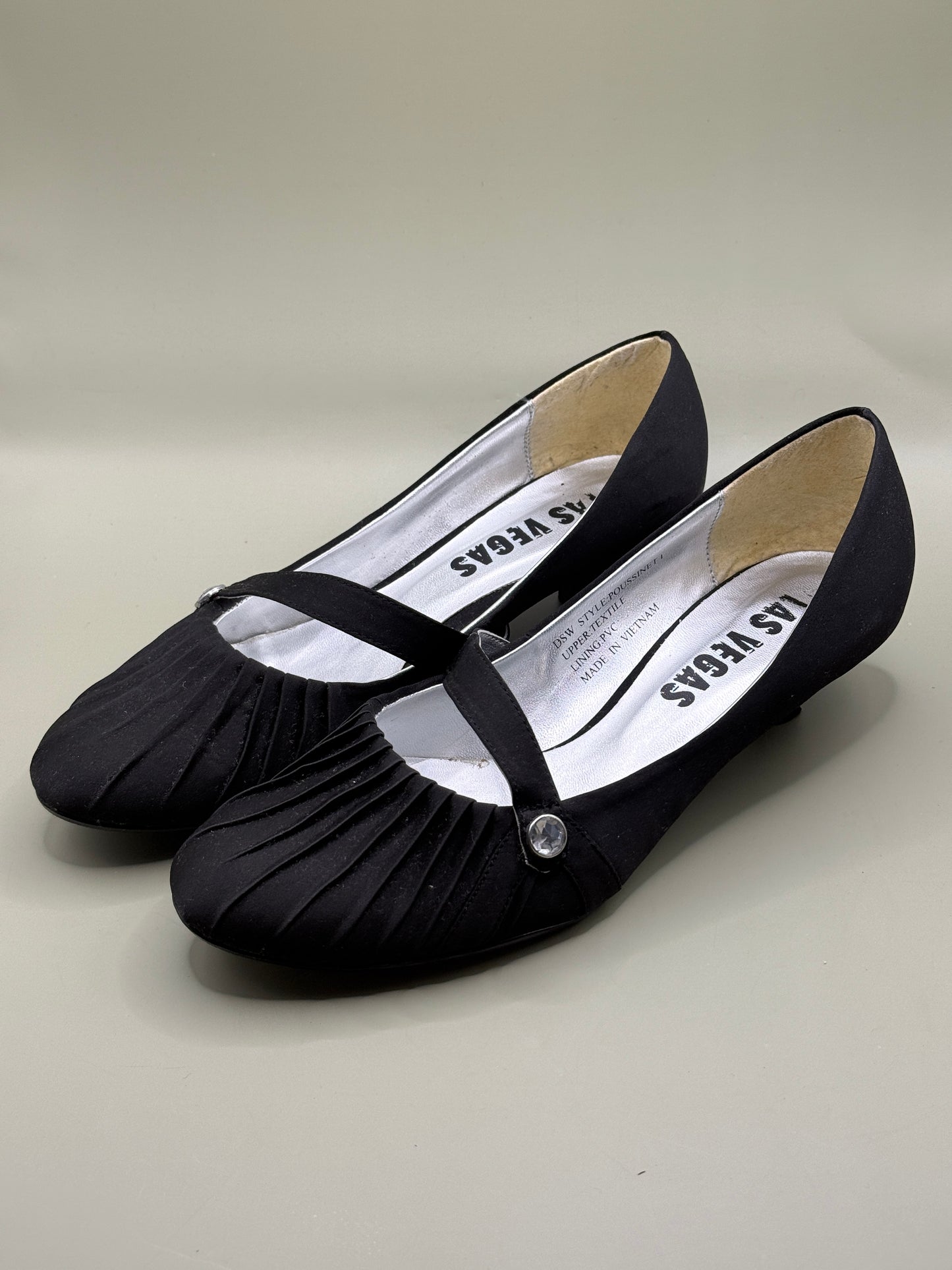Las Vegas Poussinet I Mary Jane Flats Black Satin Size 7